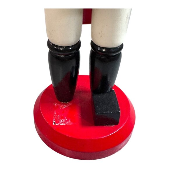 Vintage Wooden Blue Toy Soldier Nutcracker Red Base & Hat Christmas Holiday READ - Picture 4 of 9